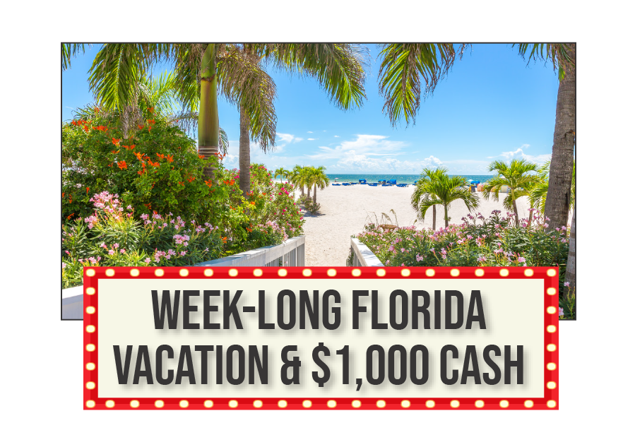 Week-long Florida vacation with $1,000 cash